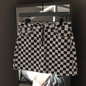 checkered print skirt